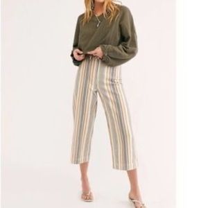 Free People We The Free high waist wide leg striped cropped jean
